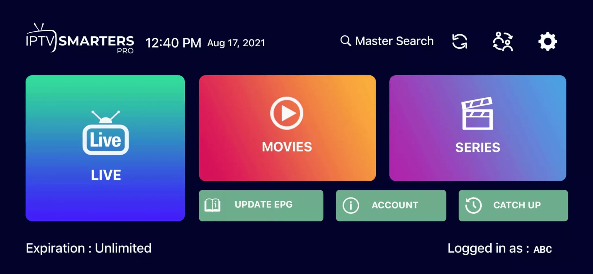 IPTV Smarters Pro setup screen for adding IPTV subscription credentials
